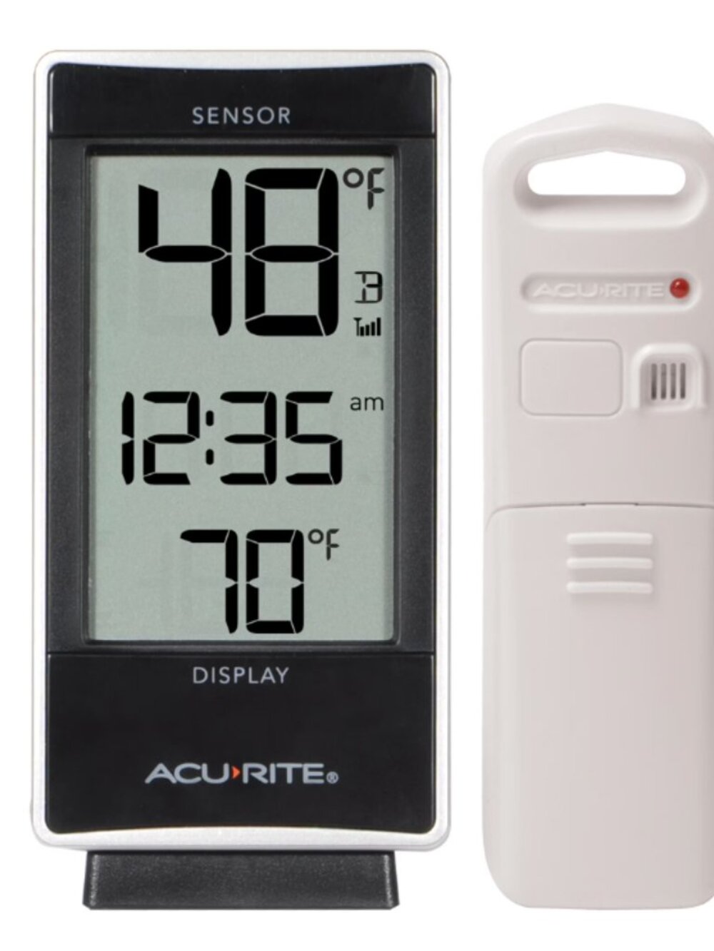 AcuRite Indoor and Outdoor Thermometer with Temperature and Clock; Battery-Power